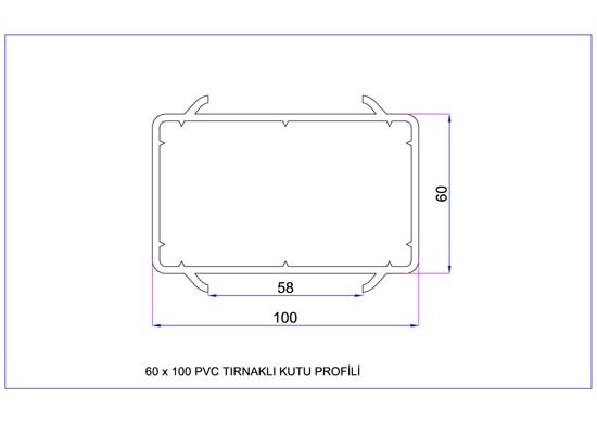 60x100 PVC Tırnaklı Kutu Profili